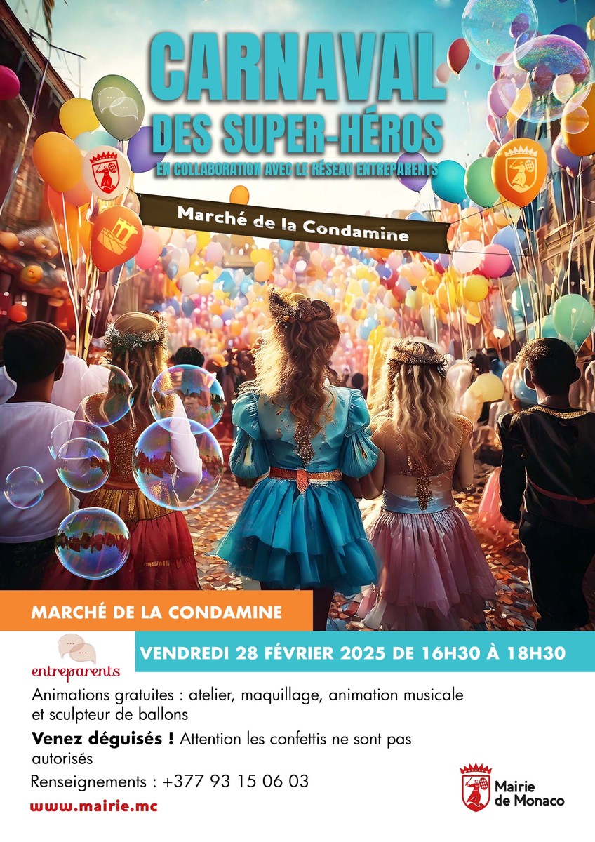 Monaco, il Carnevale é al Marché de la Condamine con i Supereroi