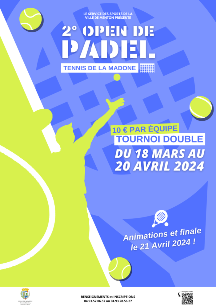 Mentone, dal 18 marzo al 21 aprile il 2° Open di Padel de la Madone