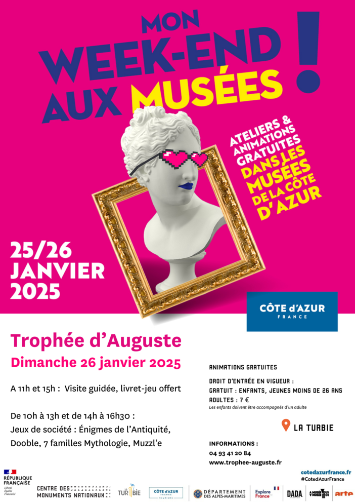 Al Trophée d’Auguste di la Turbie domenica 26 gennaio c'è &quot;Il mio weekend ai Musei&quot;