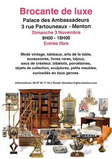 Domenica 3 novembre torna il Brocante de Luxe a Mentone