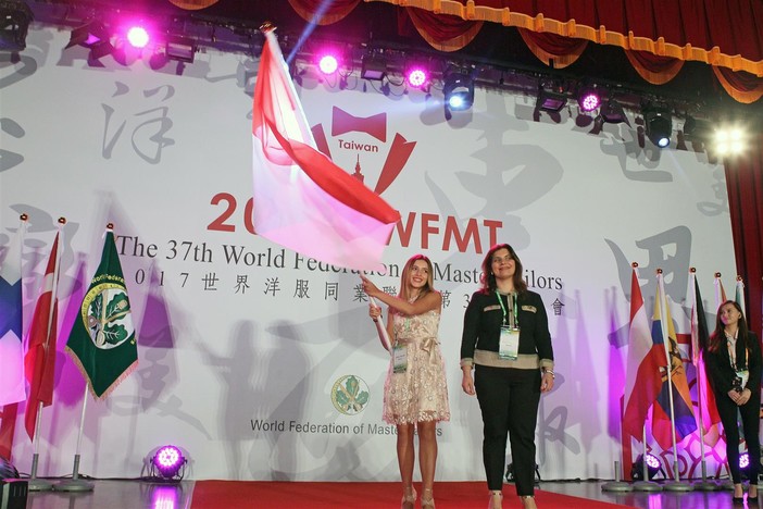 La rappresentante monegasca ad una passata edizione del World Federation of Master Tailors (Foto AMC Haute Couture)