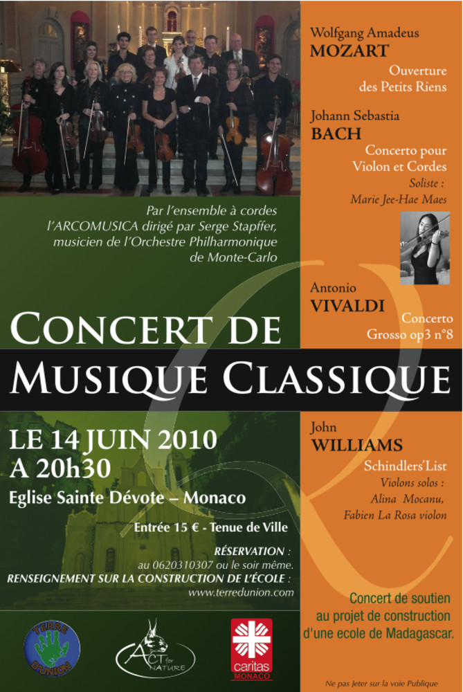 Monte-Carlo: a Santa Devota un concerto per la scuola in Madagascar