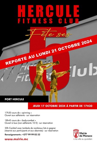 Hercule Fitness Club Monaco, rinviata al 21 ottobre la festa di anniversario