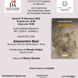 Monaco, incontro con Alessandro Masi autore della “Vita Maledetta di  Benvenuto Cellini”