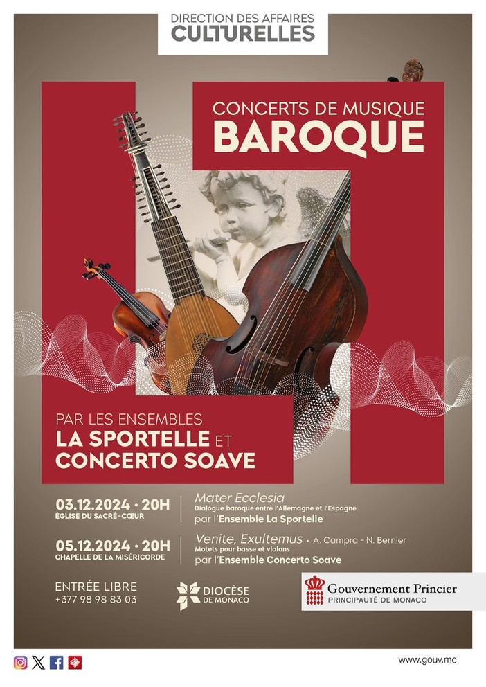 Monaco, la Direzione degli Affari Culturali organizza due concerti di musica barocca