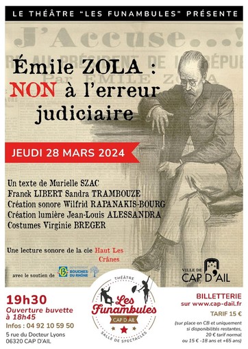 Il Théâtre Les Funambules presenta il suo nuovo spettacolo su Emile Zola a Cap d'Ail
